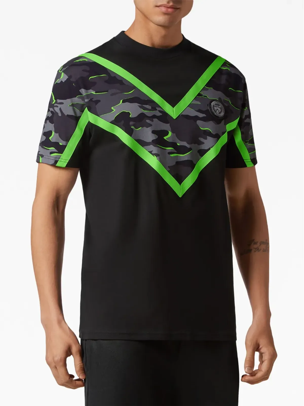 Plein Sport SS Neon Amazon Edition カモフラージュプリント Tシャツ ブラック - 画像3
