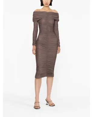 THE ANDAMANE ニコール寄せギャザー付きオフショルダードレス - サムネイル2