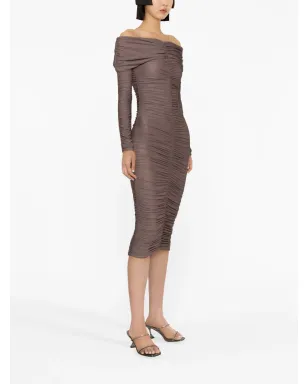 THE ANDAMANE ニコール寄せギャザー付きオフショルダードレス - サムネイル3