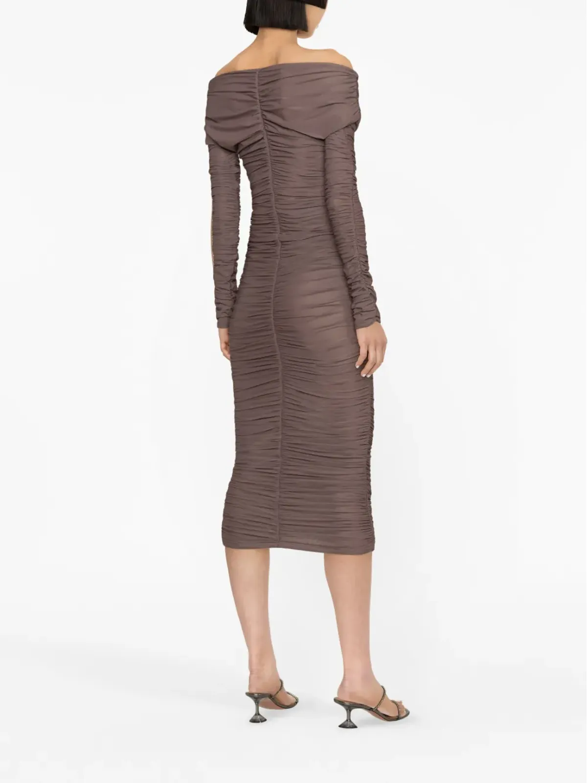 THE ANDAMANE ニコール寄せギャザー付きオフショルダードレス - 画像4