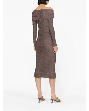 THE ANDAMANE ニコール寄せギャザー付きオフショルダードレス - サムネイル4