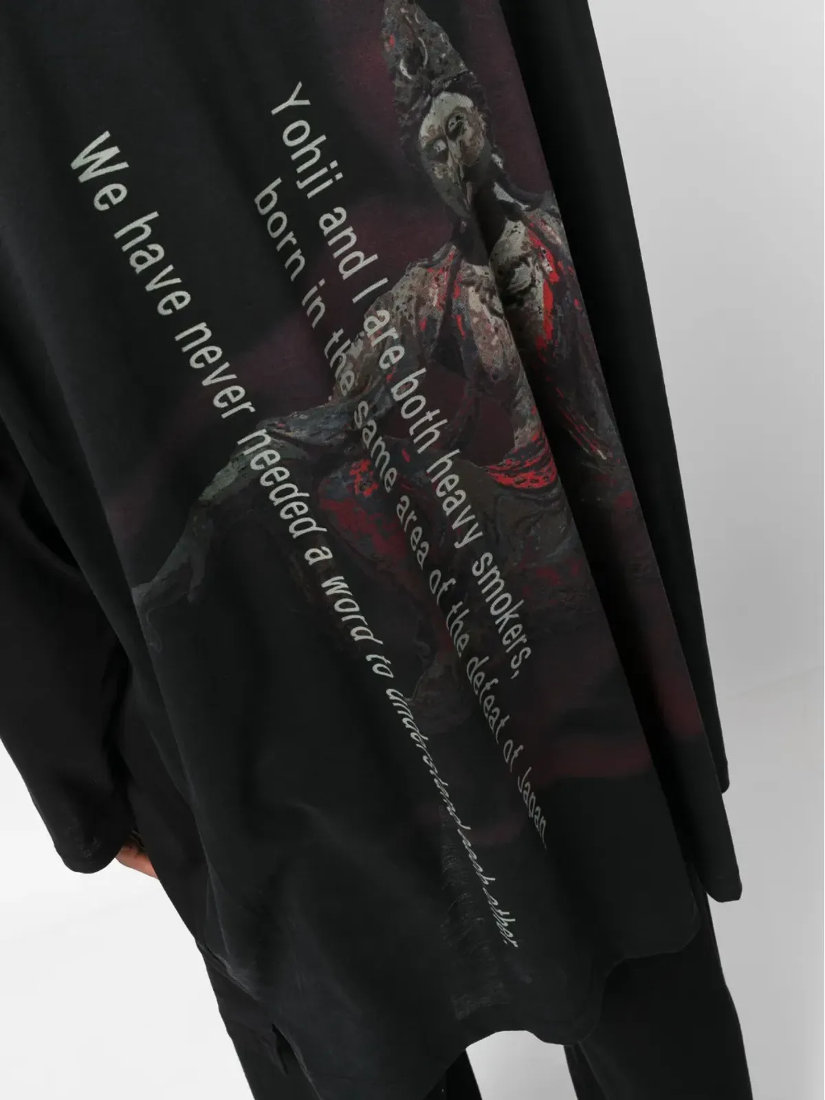 Yohji Yamamoto グラフィックプリント ロングフーディー Tシャツ - 画像5