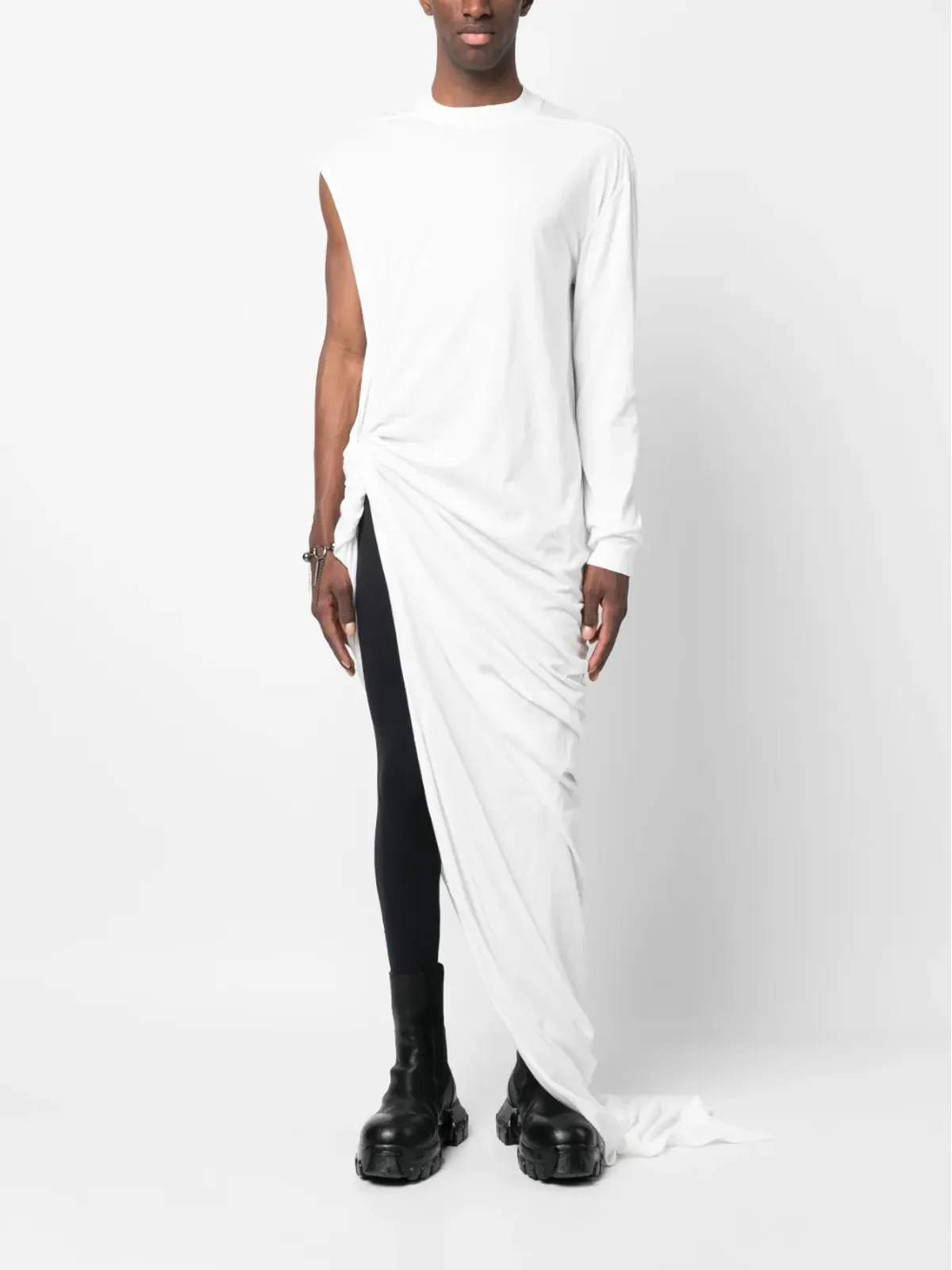 Rick Owens DRKSHDW ウェーブン ロングライン Tシャツ - ホワイト - 画像2