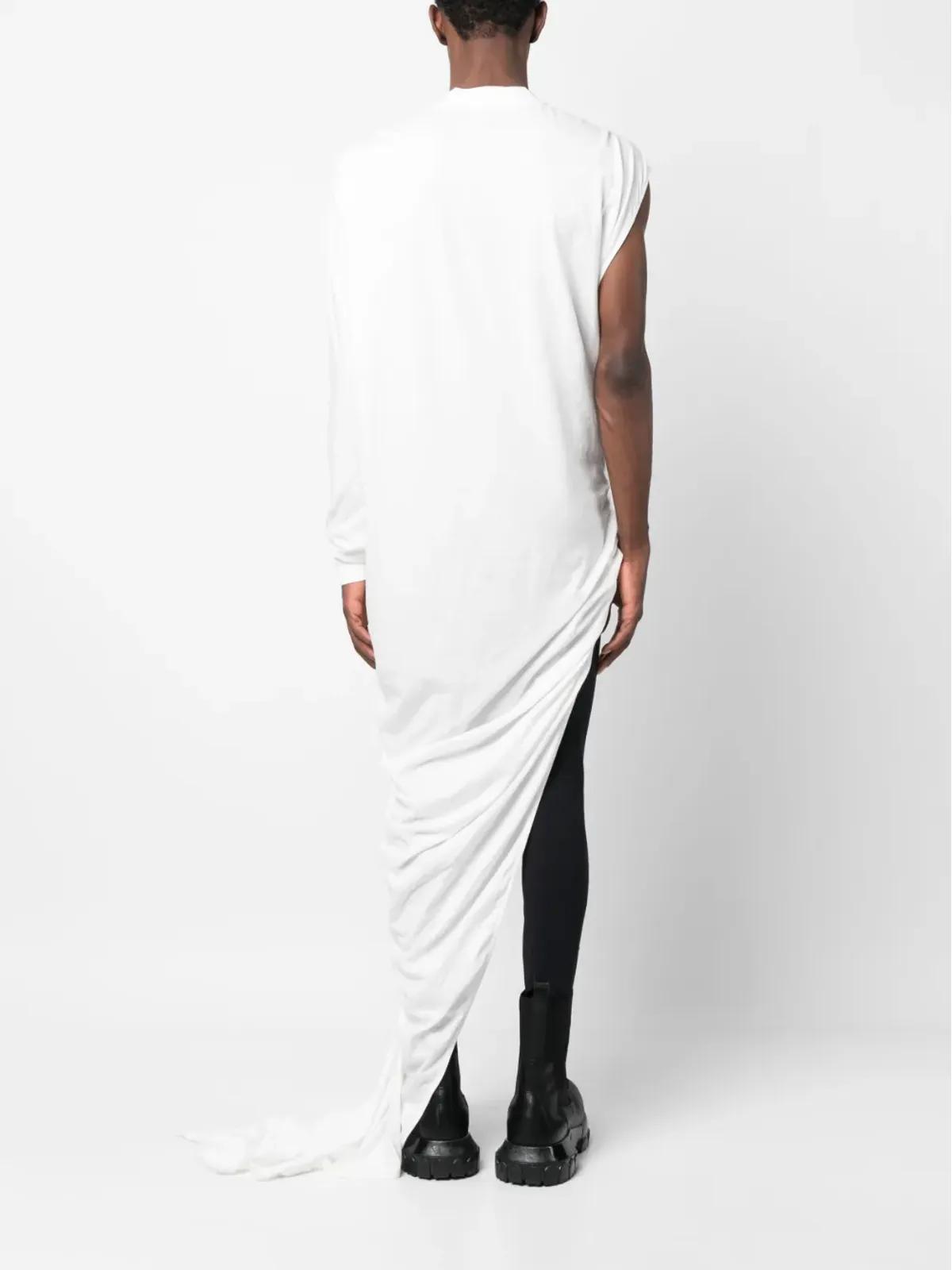 Rick Owens DRKSHDW ウェーブン ロングライン Tシャツ - ホワイト - 画像4