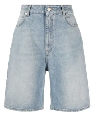 LouLou de Saison 洗い加工デニムのオーガニックコットンショーツ - ブルー - サムネイル1