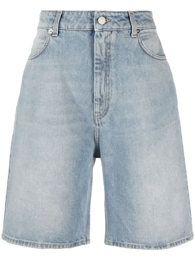 Loulou de Saison LouLou de Saison 洗い加工デニムのオーガニックコットンショーツ - ブルーの商品画像