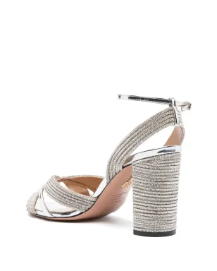 Aquazzura Sundance 85mm crystal-embellished sandals - Silver - サムネイル3