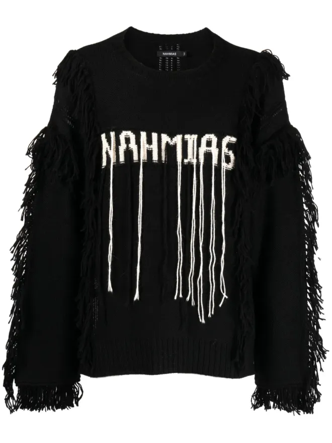 Nahmias Nahmias インターシャニット ロゴ アルパカウール ジャンパー（ブラック）の商品画像