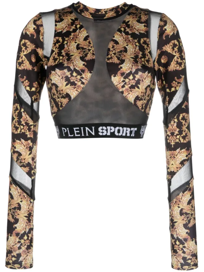 Plein Sport Plein Sport バロック柄長袖クロップトップの商品画像