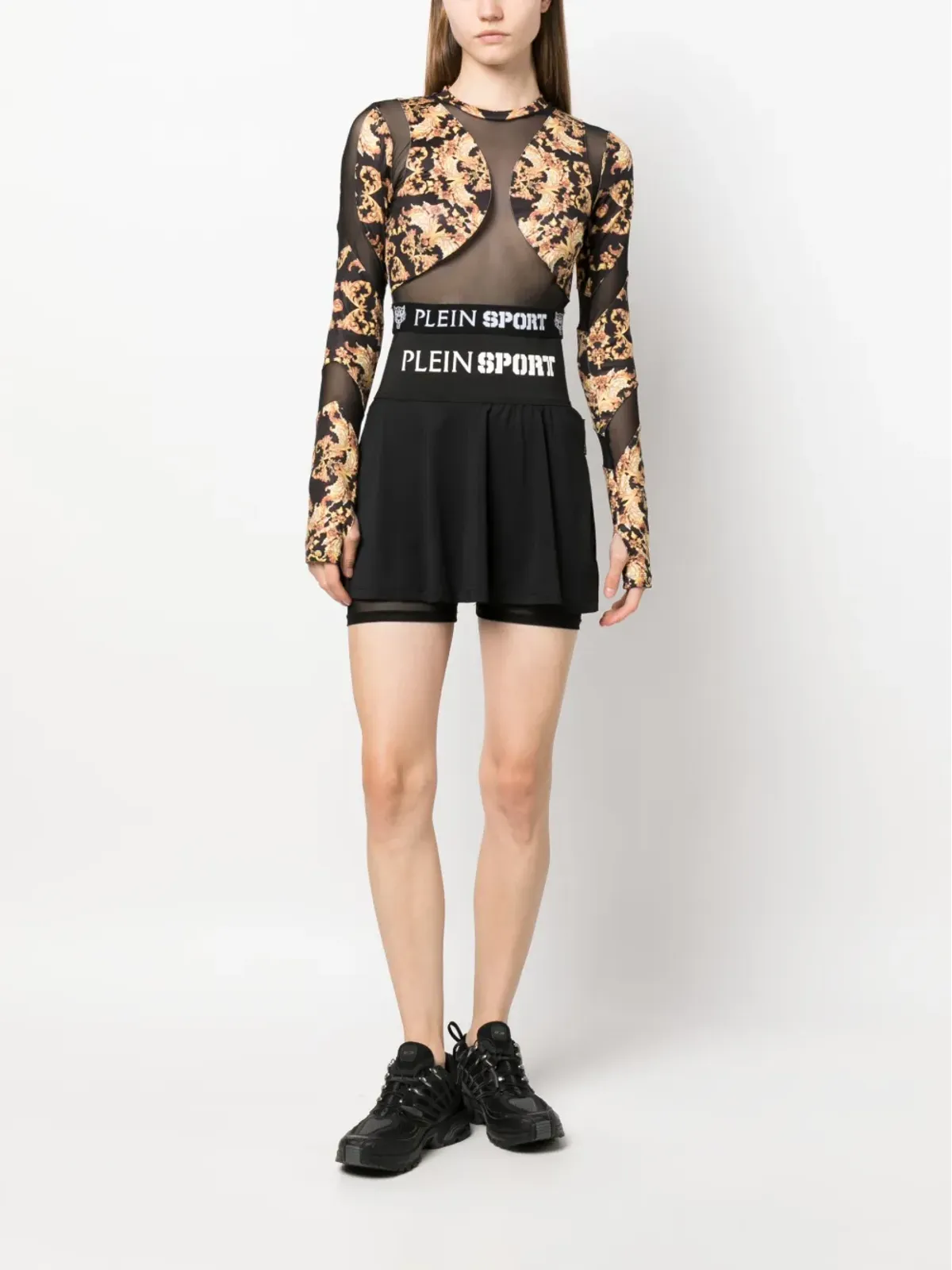 Plein Sport バロック柄長袖クロップトップ - 画像2