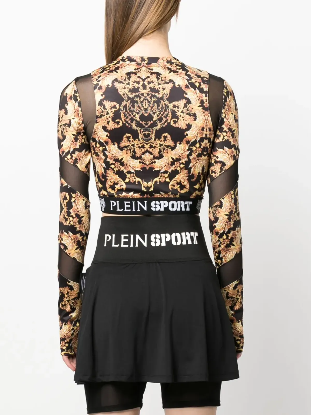 Plein Sport バロック柄長袖クロップトップ - 画像4
