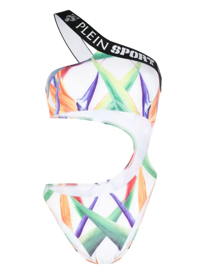 Plein Sport Plein Sport グラフィックプリント ワンショルダー水着の商品画像