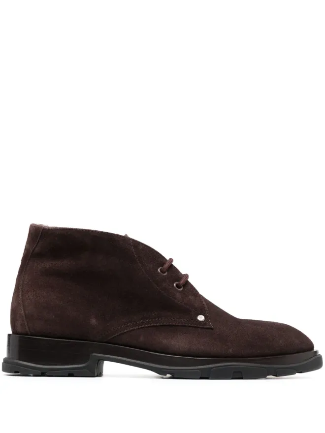 Alexander McQueen Alexander McQueen レースアップスエードブーツ ブラウンの商品画像
