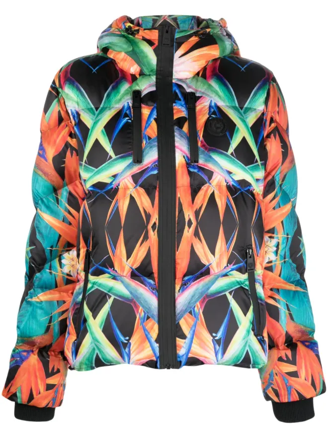 Plein Sport Plein Sport ボタニカルプリント フード付き ダウンジャケットの商品画像