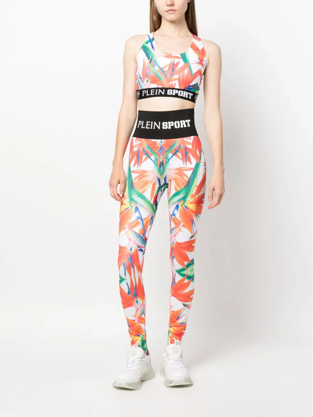 Plein Sport フローラルプリント ストレッチ レギンス ブラック - 画像2