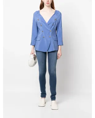 Emporio Armani ダブルブレスト シルクジャケット ブルー - サムネイル2