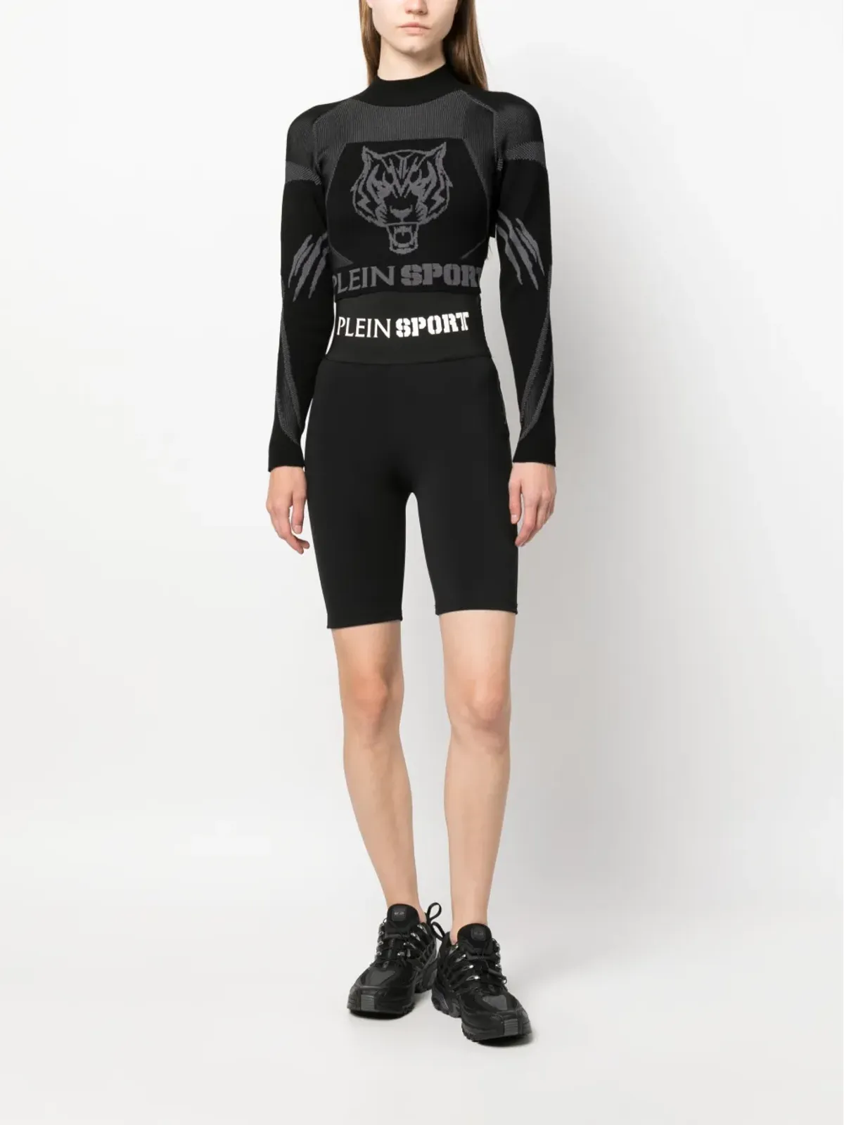 Plein Sport ジャカード編み長袖ニット クロップドトップ - 画像2