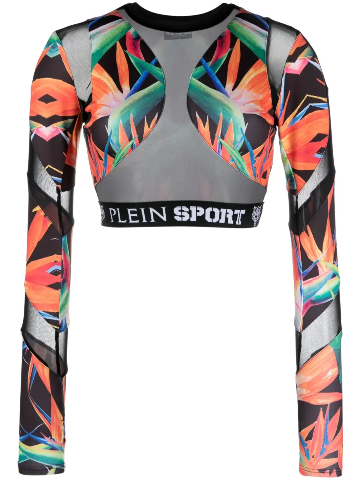 Plein Sport ボタニカル柄長袖コンプレッショントップ - ブラック - 画像1