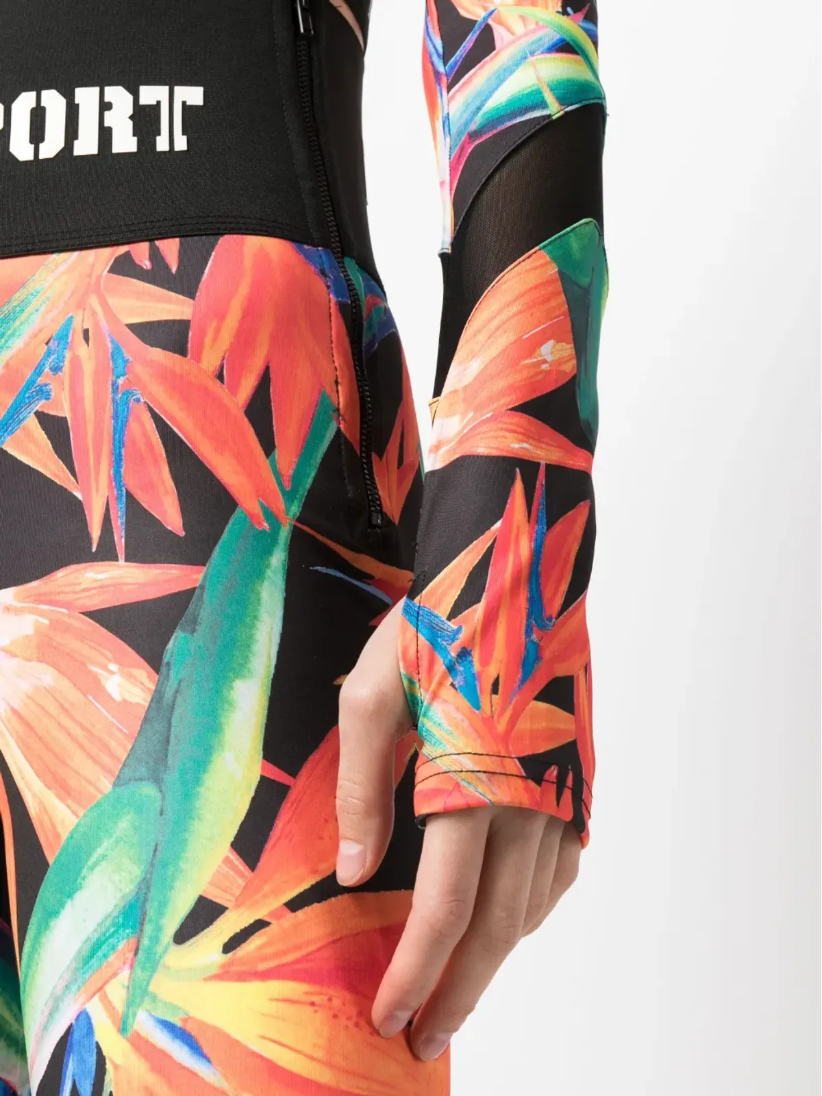 Plein Sport ボタニカル柄長袖コンプレッショントップ - ブラック - 画像5
