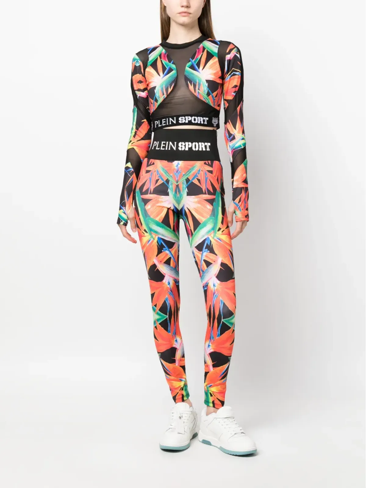 Plein Sport ボタニカル柄長袖コンプレッショントップ - ブラック - 画像2