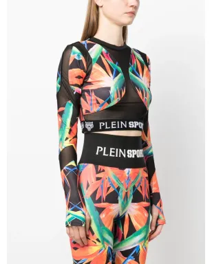 Plein Sport ボタニカル柄長袖コンプレッショントップ - ブラック - サムネイル3