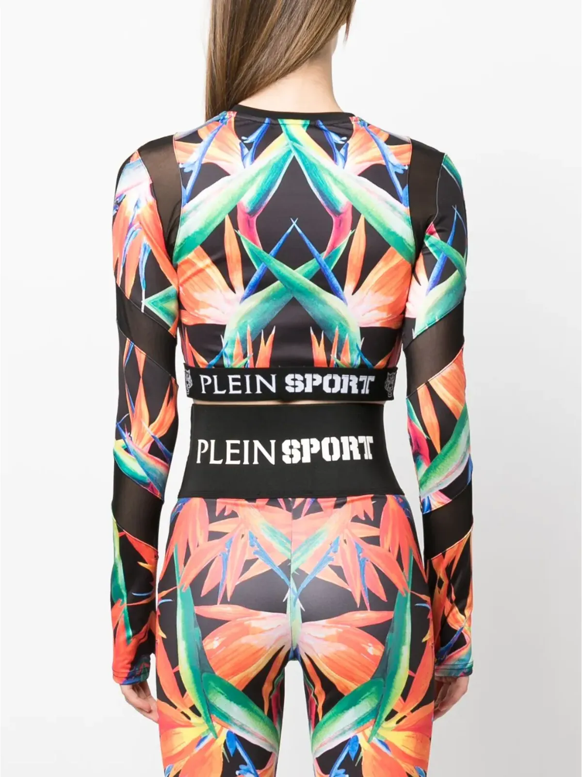 Plein Sport ボタニカル柄長袖コンプレッショントップ - ブラック - 画像4
