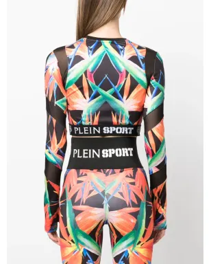 Plein Sport ボタニカル柄長袖コンプレッショントップ - ブラック - サムネイル4
