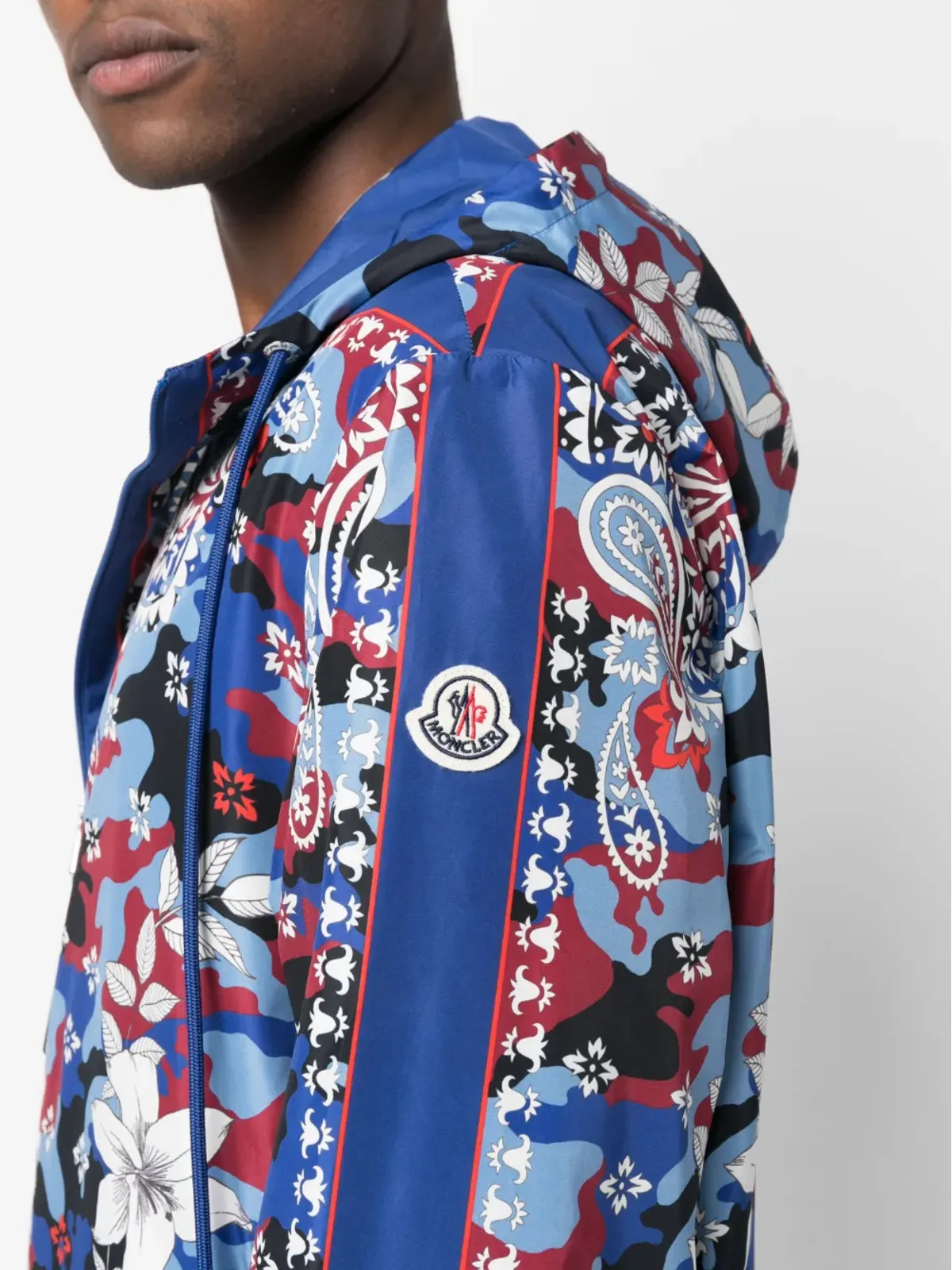 Moncler ミックスプリント フード付きジャケット - ブルー - 画像5