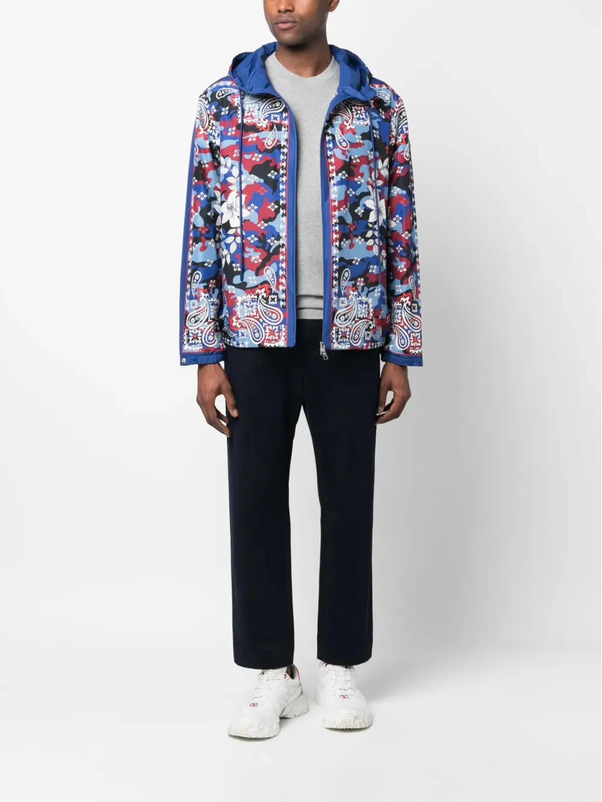 Moncler ミックスプリント フード付きジャケット - ブルー - 画像2