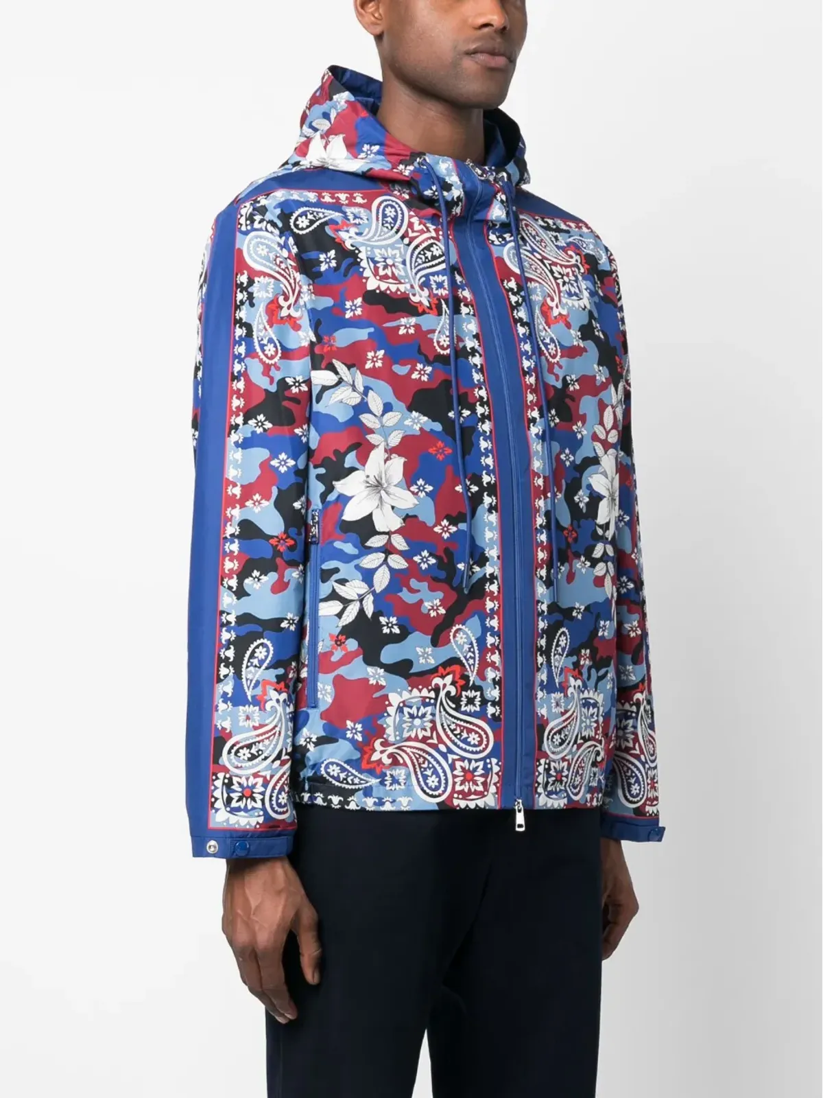Moncler ミックスプリント フード付きジャケット - ブルー - 画像3