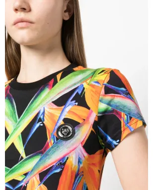 Plein Sport 花柄プリント半袖コットンTシャツ - ブラック - サムネイル5