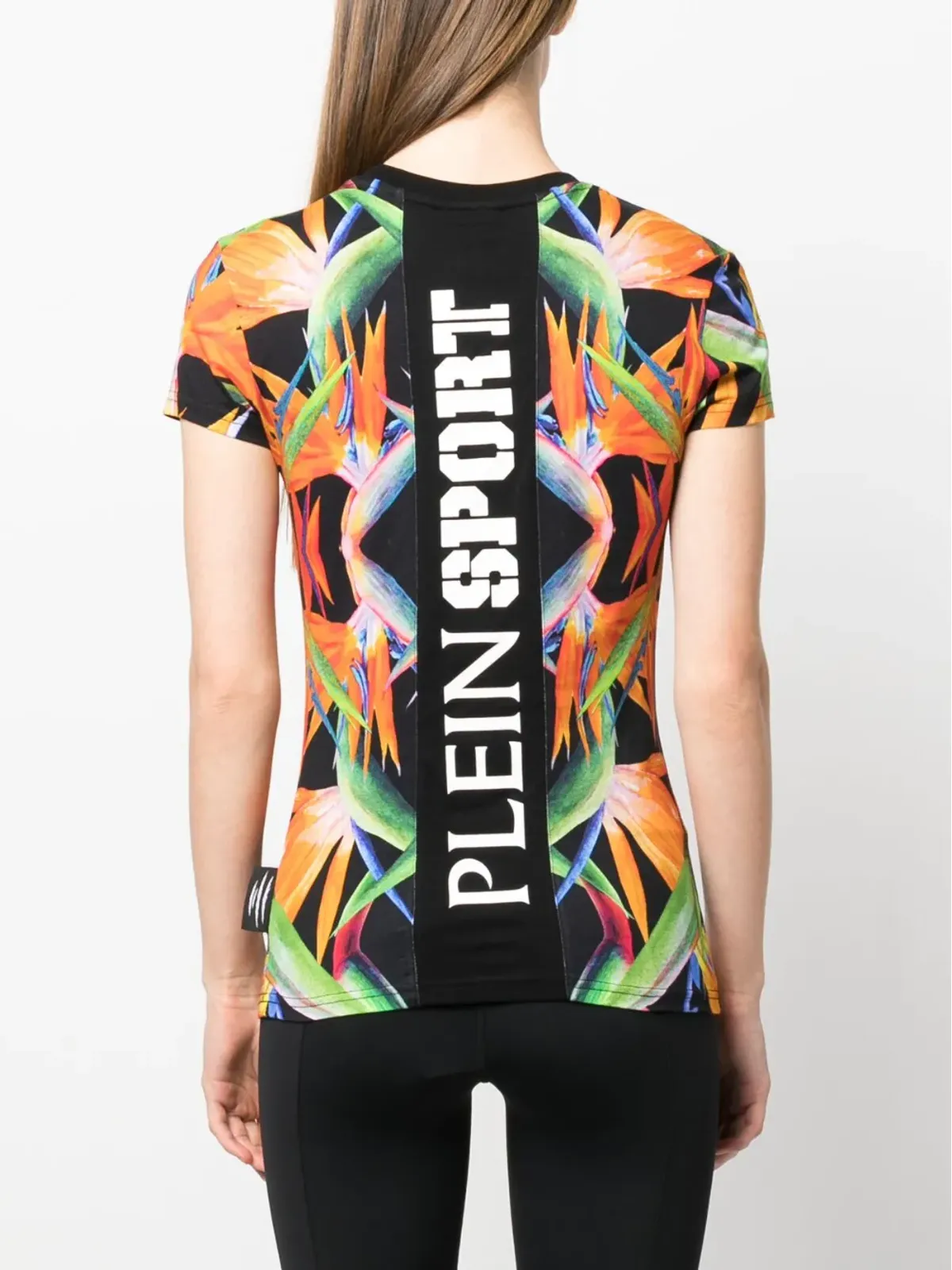 Plein Sport 花柄プリント半袖コットンTシャツ - ブラック - 画像4