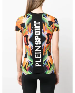 Plein Sport 花柄プリント半袖コットンTシャツ - ブラック - サムネイル4