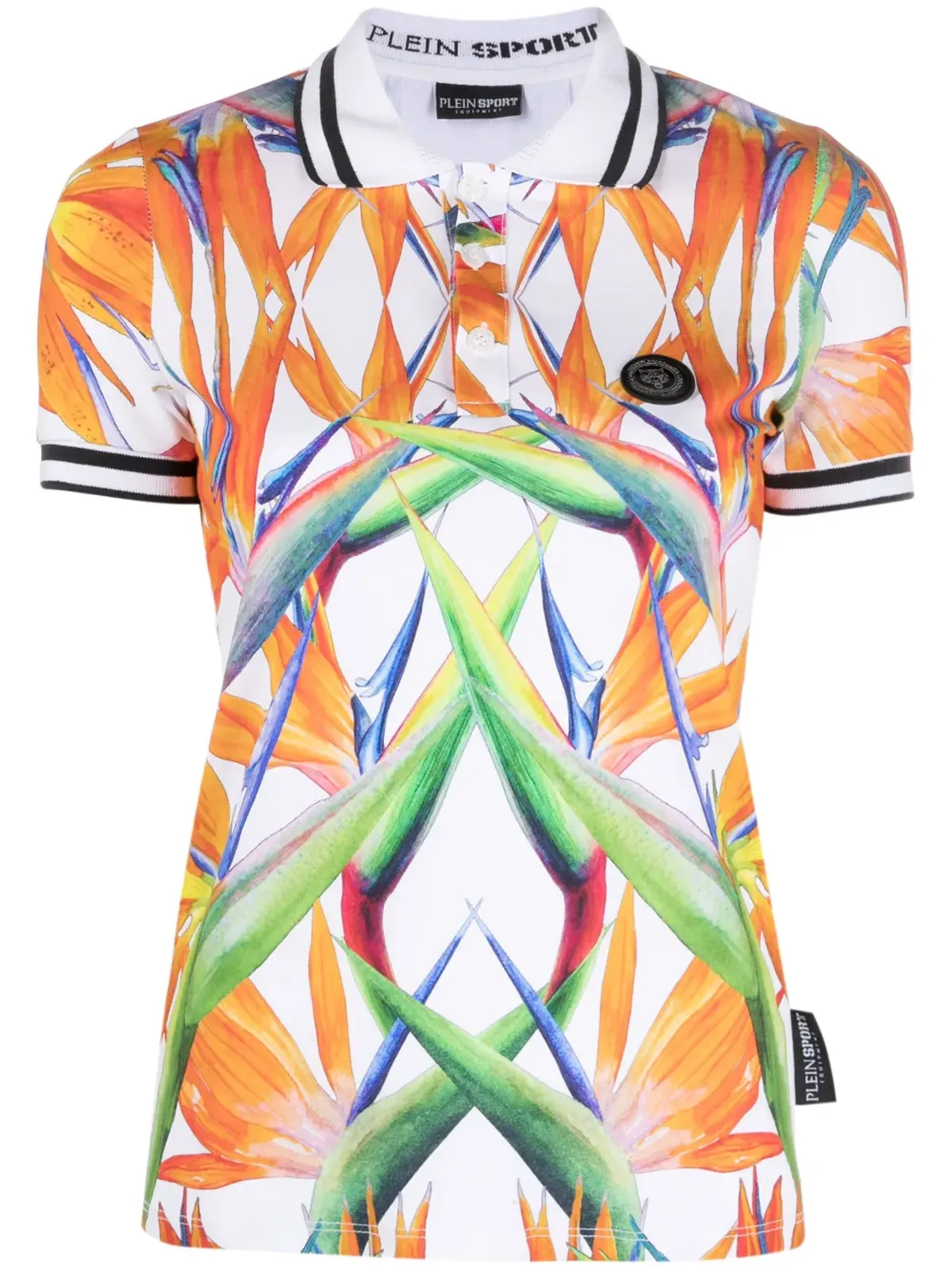 Plein Sport フローラルプリント コットンポロトップ - 画像1