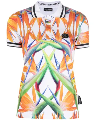 Plein Sport フローラルプリント コットンポロトップ - サムネイル1