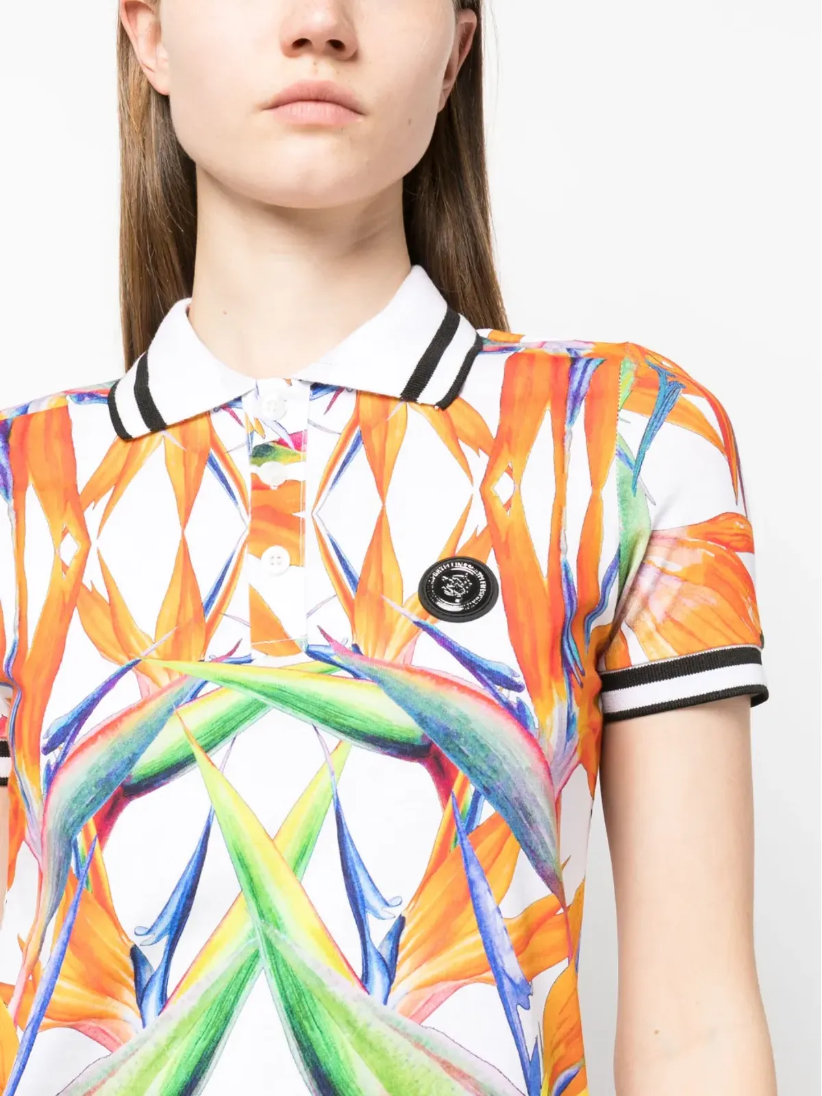 Plein Sport フローラルプリント コットンポロトップ - 画像5