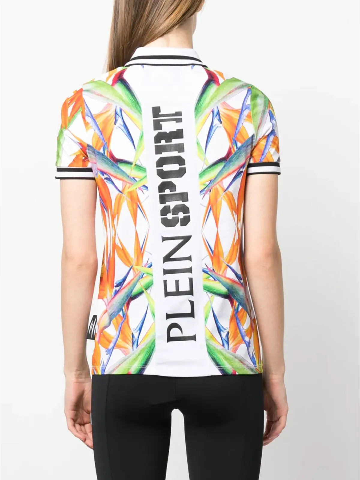 Plein Sport フローラルプリント コットンポロトップ - 画像4