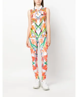 Plein Sport フローラルプリント ノースリーブ コットン ポロトップ - White - サムネイル2
