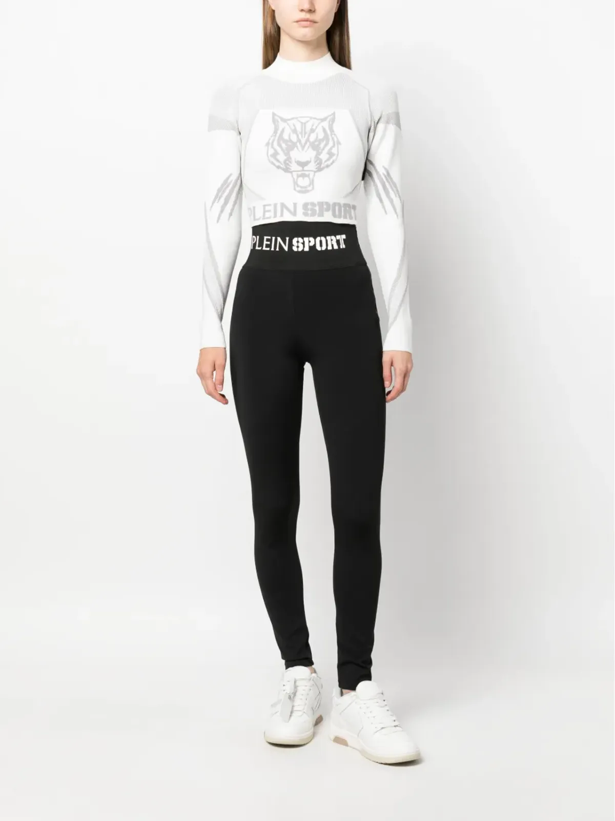 Plein Sport ジャカード長袖編みニット クロップトップ - White - 画像2
