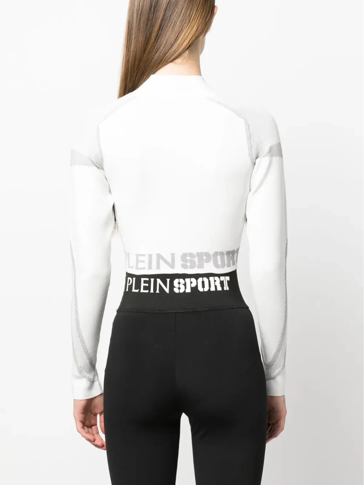 Plein Sport ジャカード長袖編みニット クロップトップ - White - 画像4