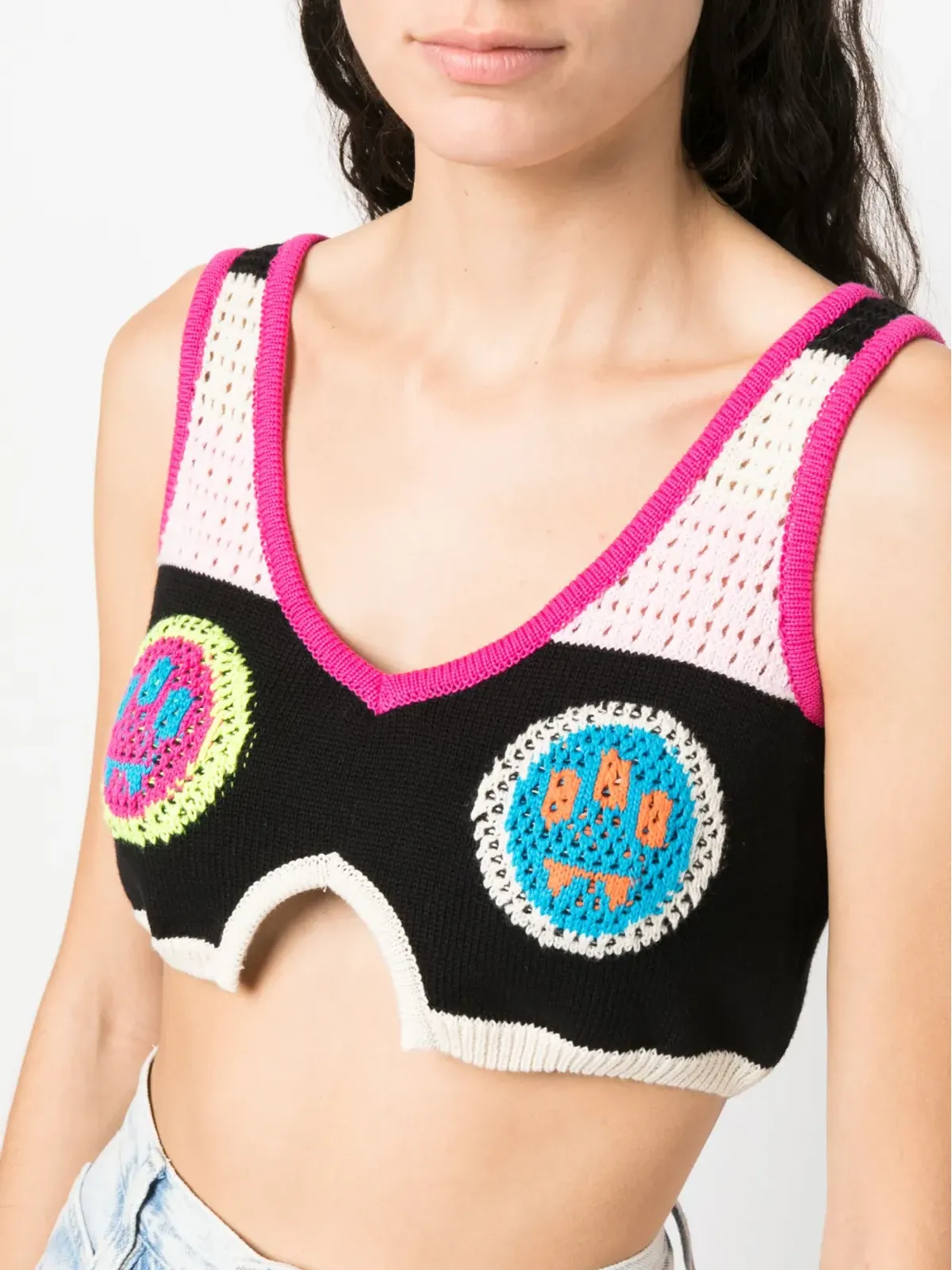 BARROW クロシェパネル・クロップトップ（ブラック） - 画像5