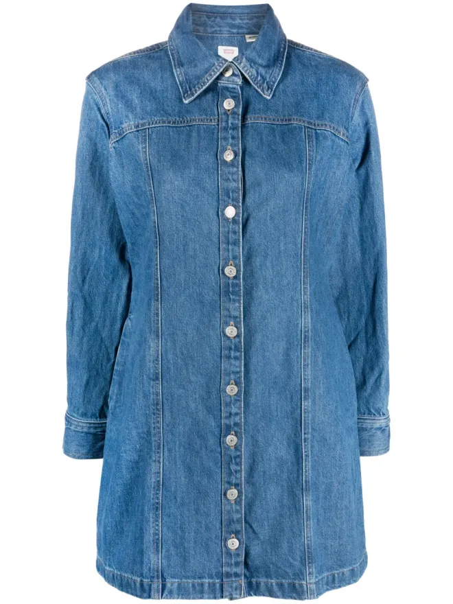 LEVI'S Levi's ロングスリーブ ボタンアップ ミニドレス - ブルーの商品画像