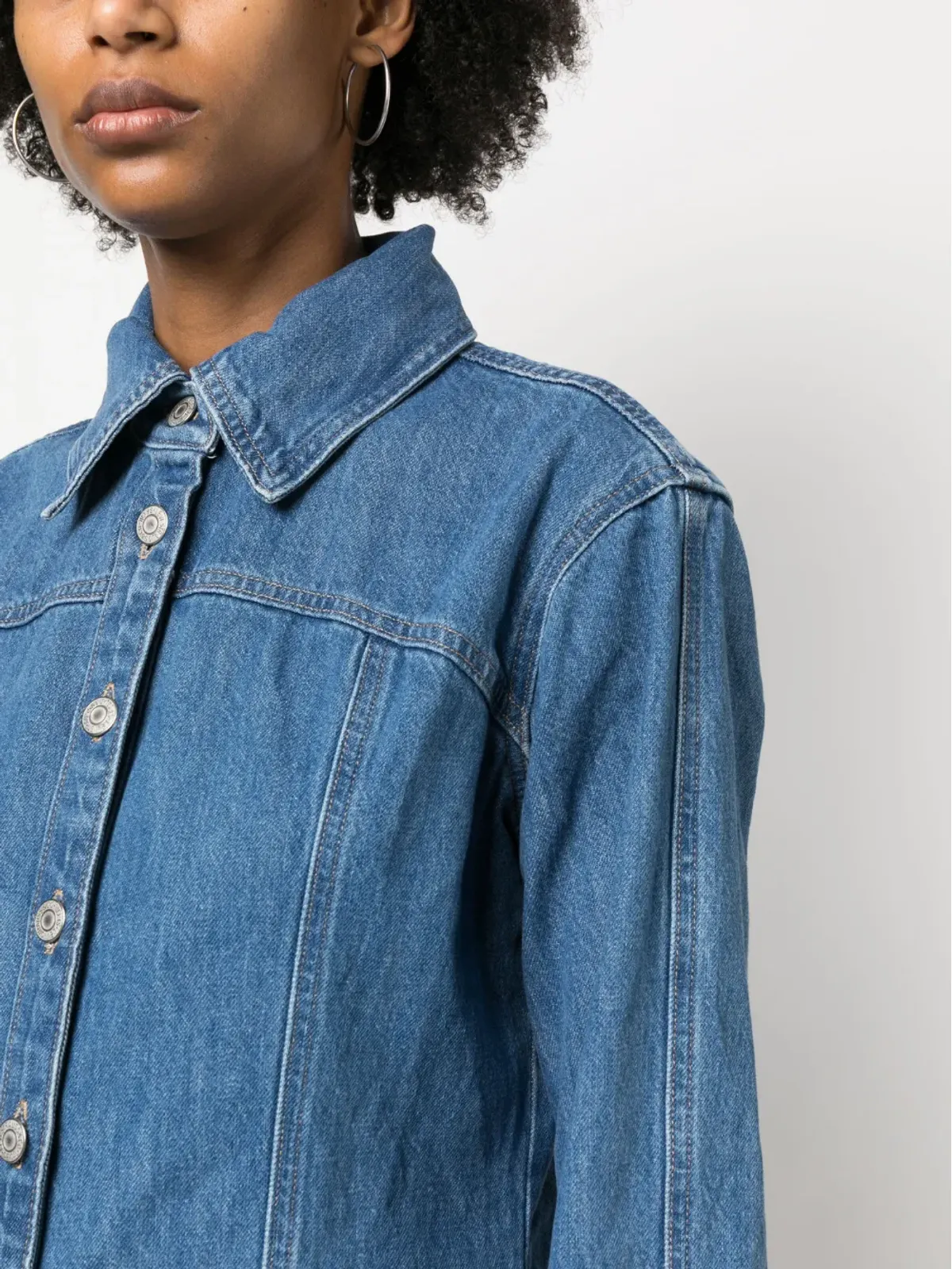 Levi's ロングスリーブ ボタンアップ ミニドレス - ブルー - 画像5
