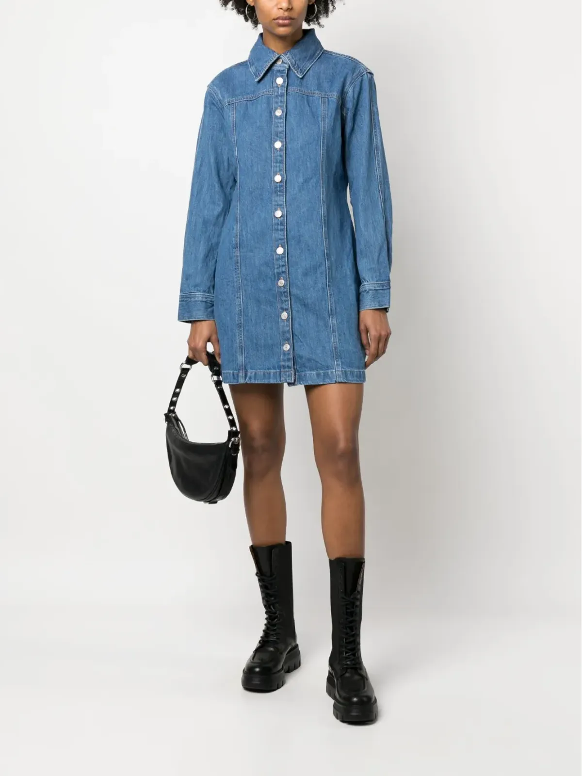 Levi's ロングスリーブ ボタンアップ ミニドレス - ブルー - 画像2