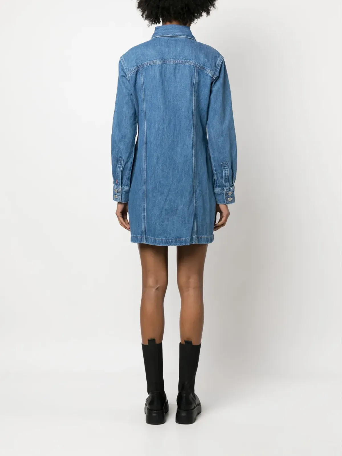 Levi's ロングスリーブ ボタンアップ ミニドレス - ブルー - 画像4