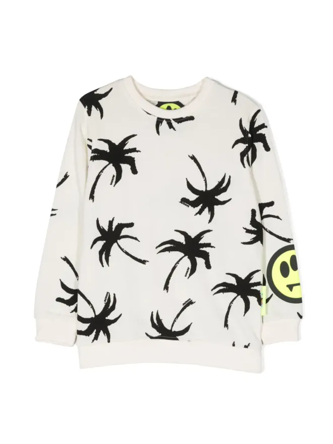 Barrow kids Barrow kids palm tree-print cotton sweatshirt - Neutralsの商品画像
