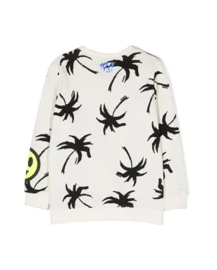 Barrow kids palm tree-print cotton sweatshirt - Neutrals - サムネイル2