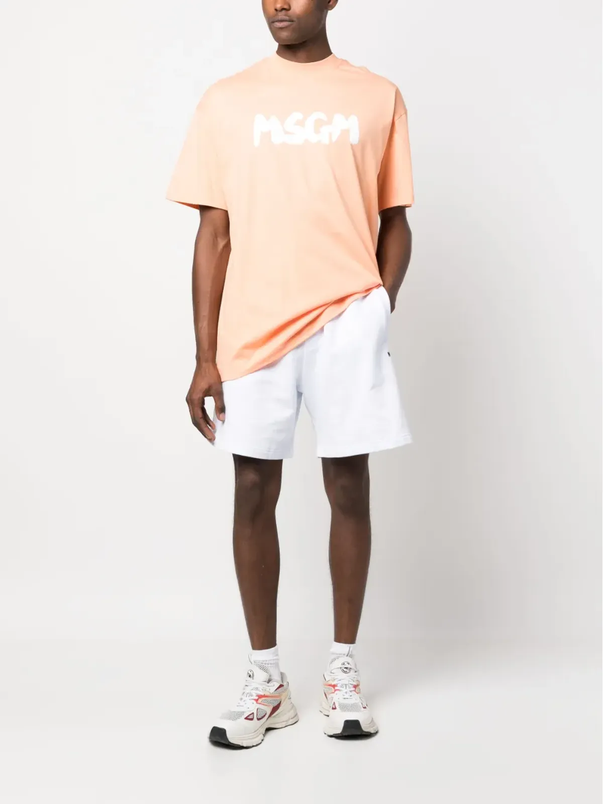 MSGM ロゴプリント コットンショーツ - White - 画像2