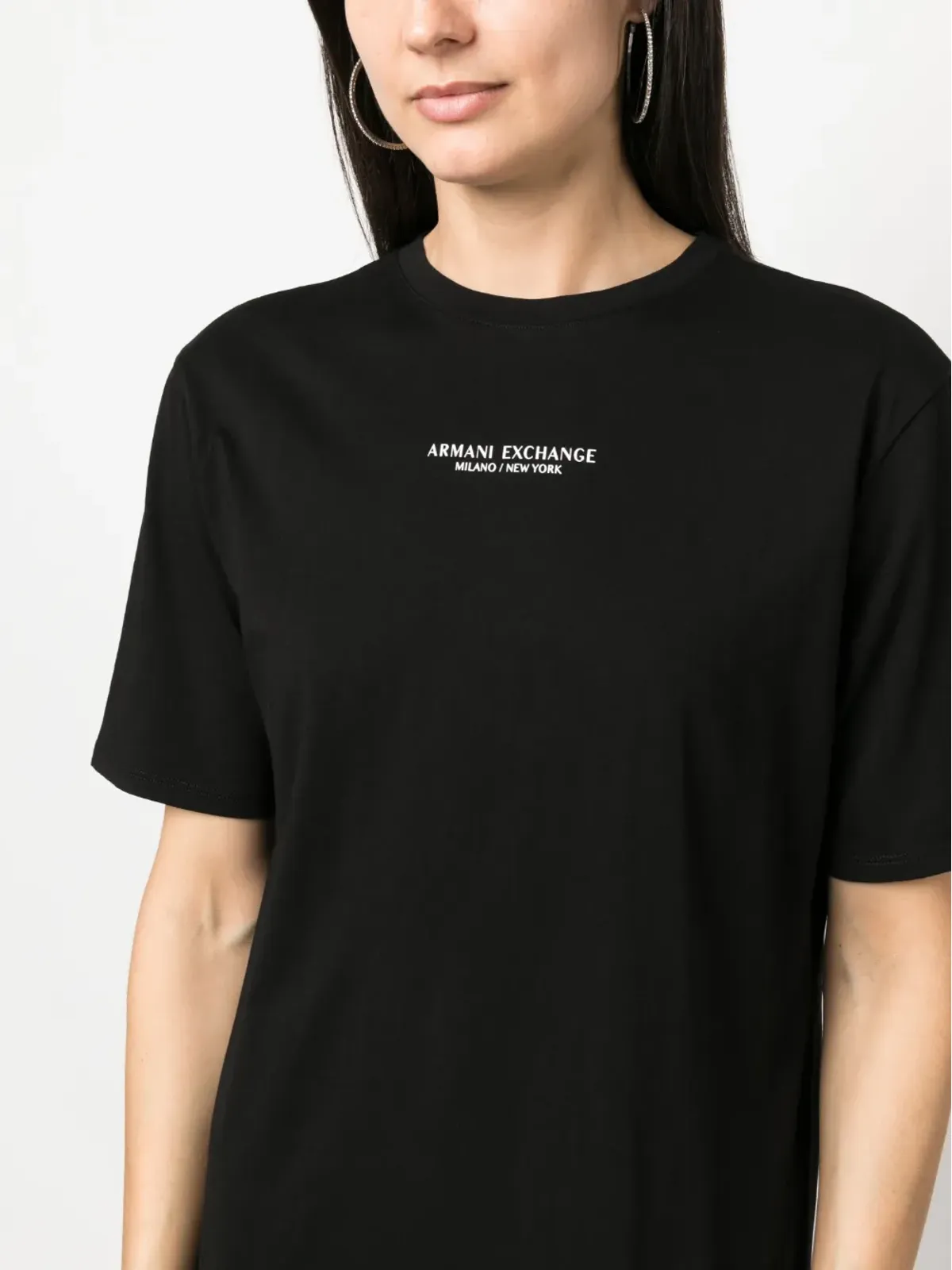Armani Exchange ロゴプリント サイドスリット Tシャツドレス - 画像5