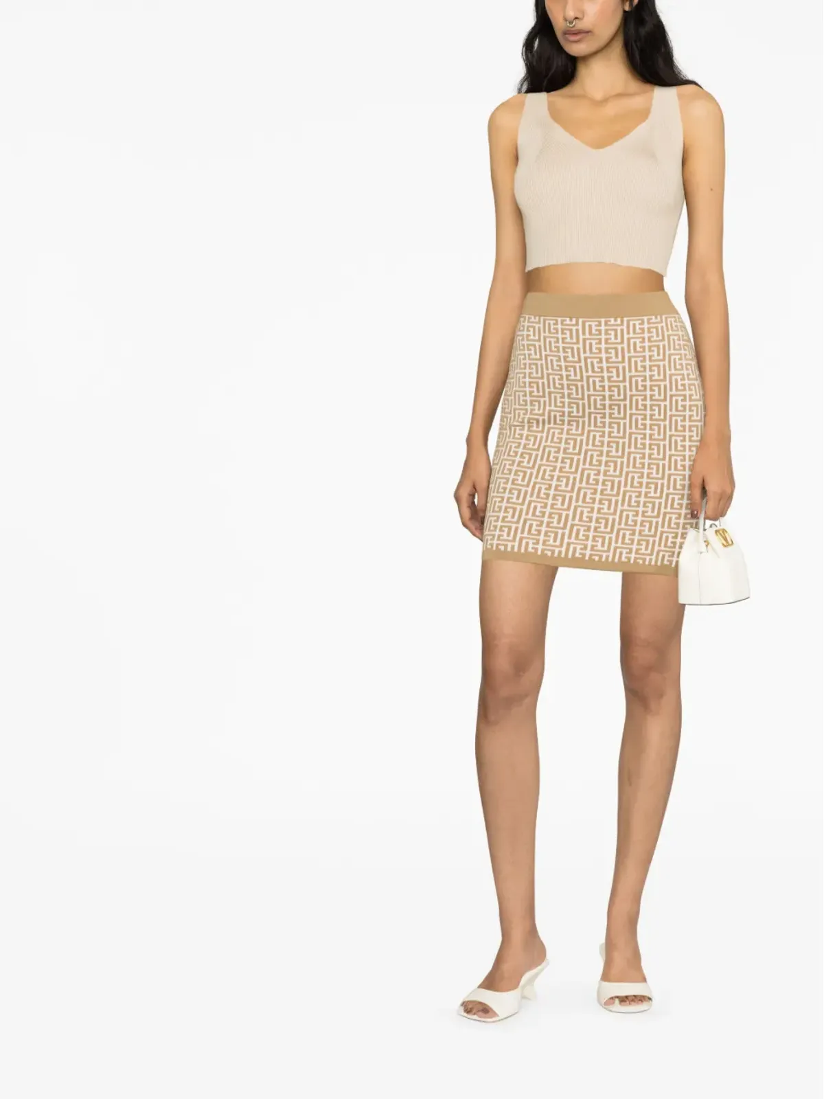 Balmain モノグラムジャカード ミニスカート - 画像2